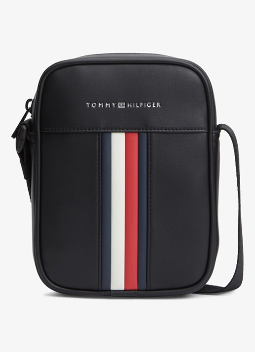 Tommy Hilfiger Crossbodytas met logo - voorkant diepzwart