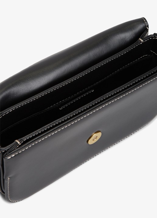 Tommy Hilfiger Crossbodytas van leer met logo - detail 5 zwart