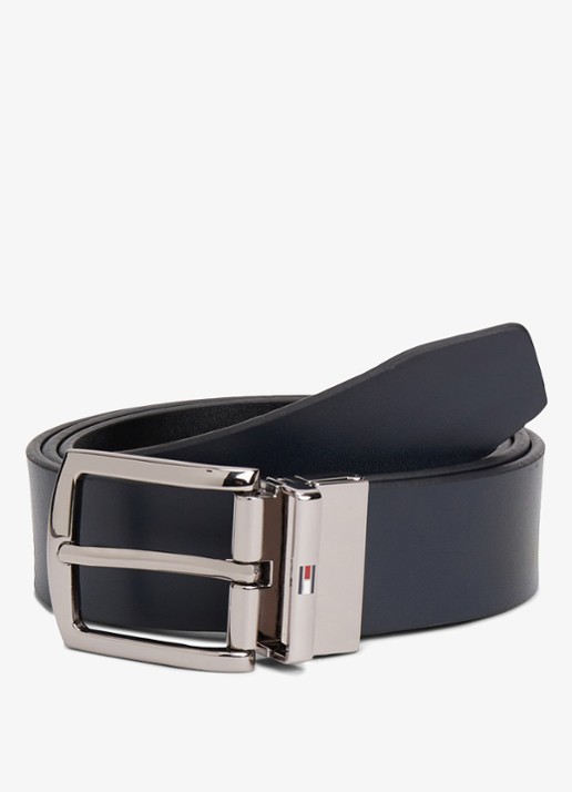 Tommy Hilfiger Denton reversible riem van leer - voorkant 3 donkerblauw