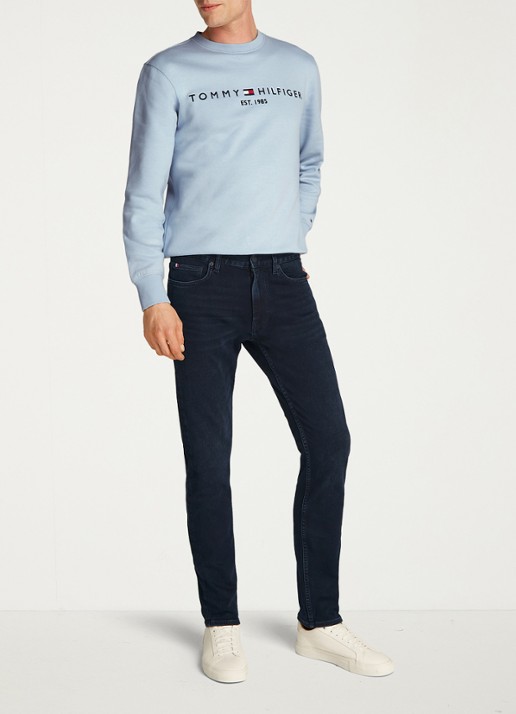 Tommy Hilfiger Denton slim fit jeans met steekzakken - voorkant 6 donkerblauw