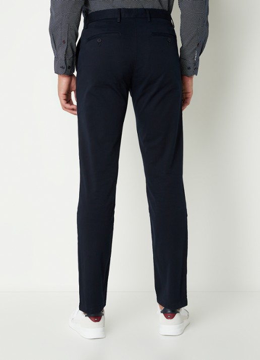 Tommy Hilfiger Denton straight fit chino met steekzakken - achterkant 3 donkerblauw
