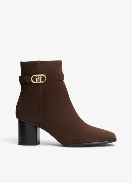 Tommy Hilfiger Enkellaarsje van suède - voorkant donkerbruin