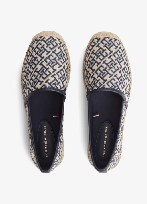 Tommy Hilfiger Espadrille met logoprint - detail 2 donkerblauw