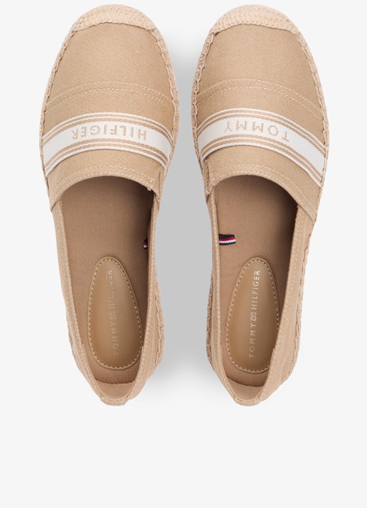 Tommy Hilfiger Espadrille van canvas met logo - voorkant 2 bruin