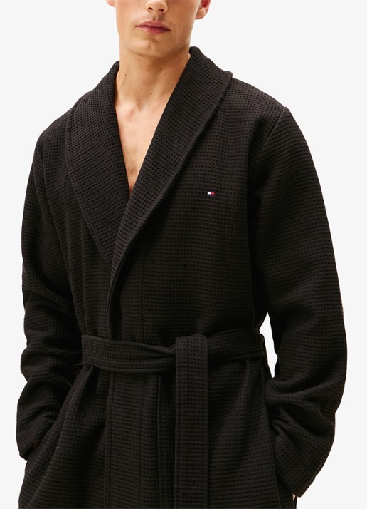 Tommy Hilfiger Essential badjas met structuur - detail 2 zwart
