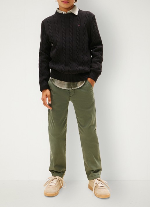 Tommy Hilfiger Essential Cable Knit Jumper - voorkant 2 zwart