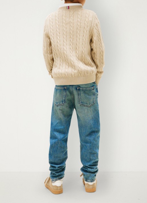 Tommy Hilfiger Essential Cable Knit Jumper - achterkant 5 beige