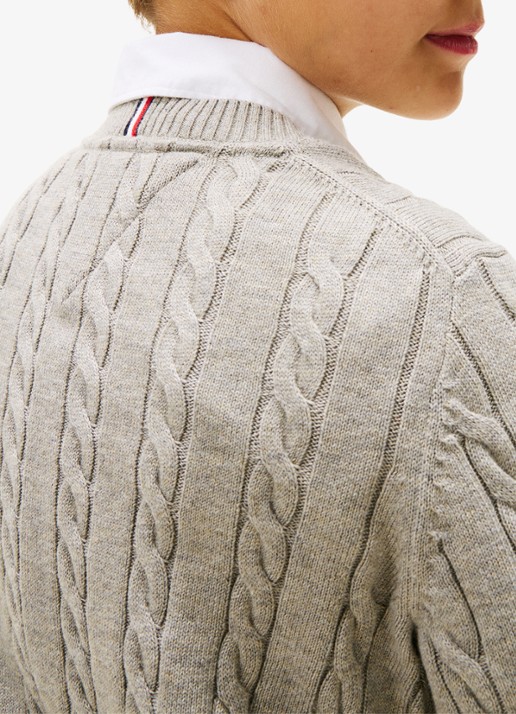 Tommy Hilfiger Essential Cable Knit Jumper - detail 4 grijs