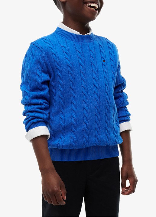 Tommy Hilfiger Essential Cable Knit Jumper - detail 2 vibrant blue-c6o / blauw