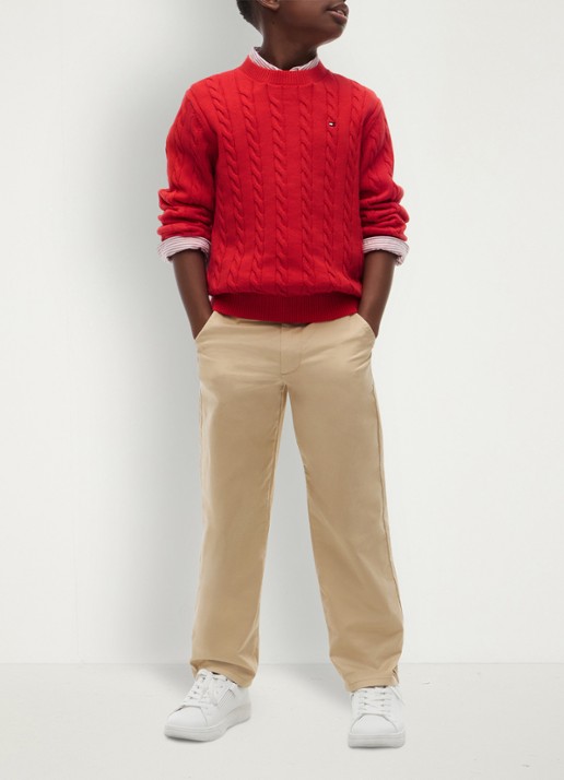 Tommy Hilfiger Essential Cable Knit Jumper - voorkant 5 red glare-xl7 / rood