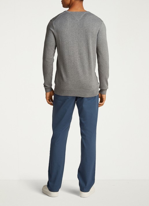 Tommy Hilfiger Essential fijngebreide pullover met logo - achterkant 9 grijsmele