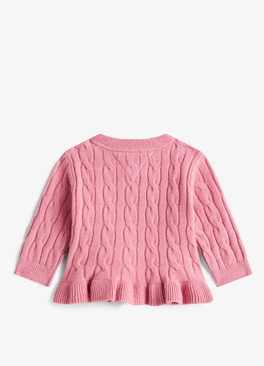 Tommy Hilfiger Essential Relaxed Ruffle Cable Knit Cardigan - voorkant 2 roze