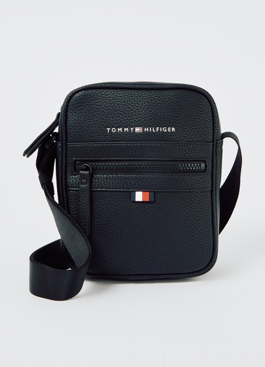 Tommy Hilfiger Essential  Reporter crossbodytas met logo - voorkant 4 zwart