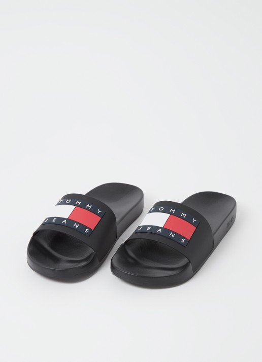 Tommy Hilfiger Essential slipper met logo - detail 2 zwart