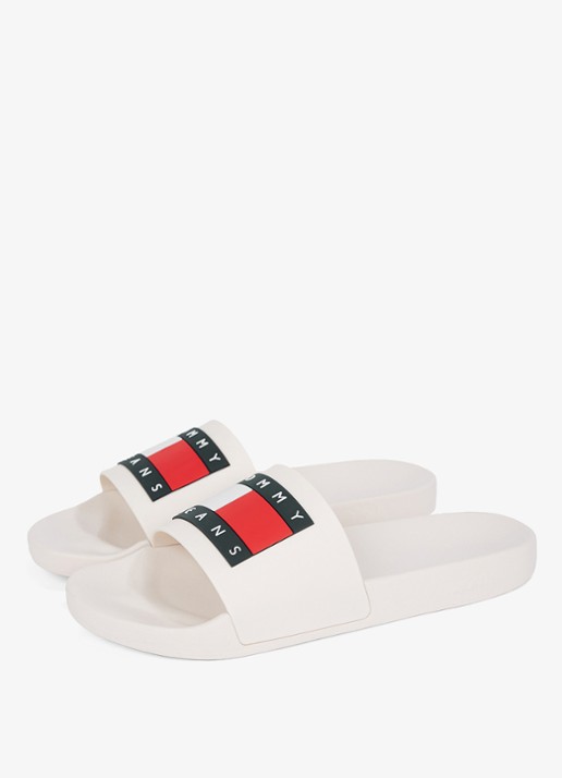 Tommy Hilfiger Essential slipper met logo - detail 4 beige