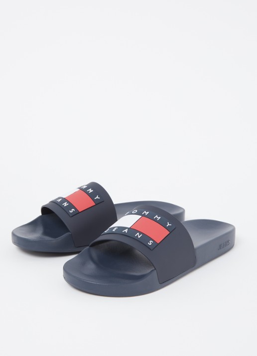 Tommy Hilfiger Essential slipper met logo - detail 2 donkerblauw