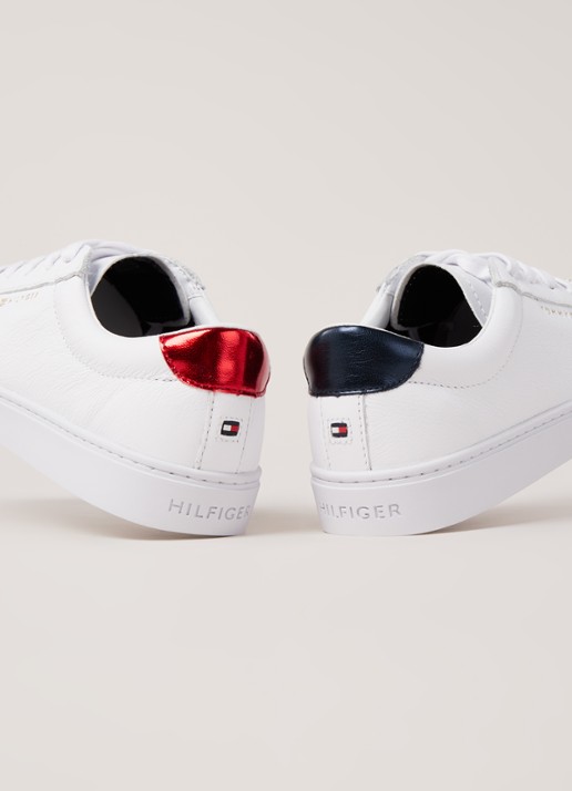 Tommy Hilfiger Essential sneaker van leer - detail 3 wit