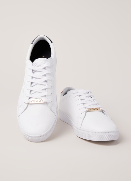 Tommy Hilfiger Essential sneaker van leer - detail 4 wit