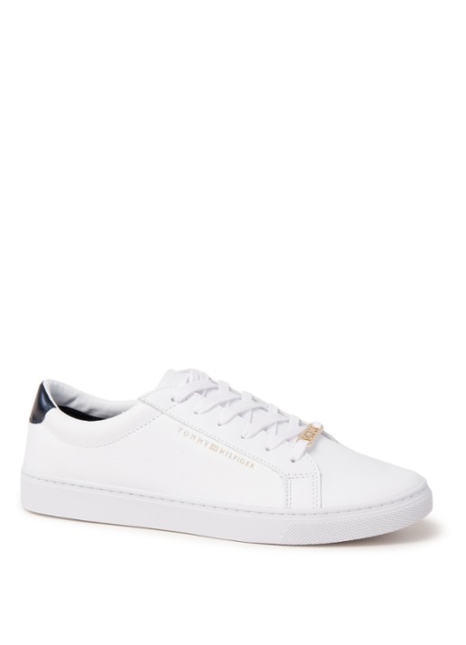 Tommy Hilfiger Essential sneaker van leer - voorkant wit