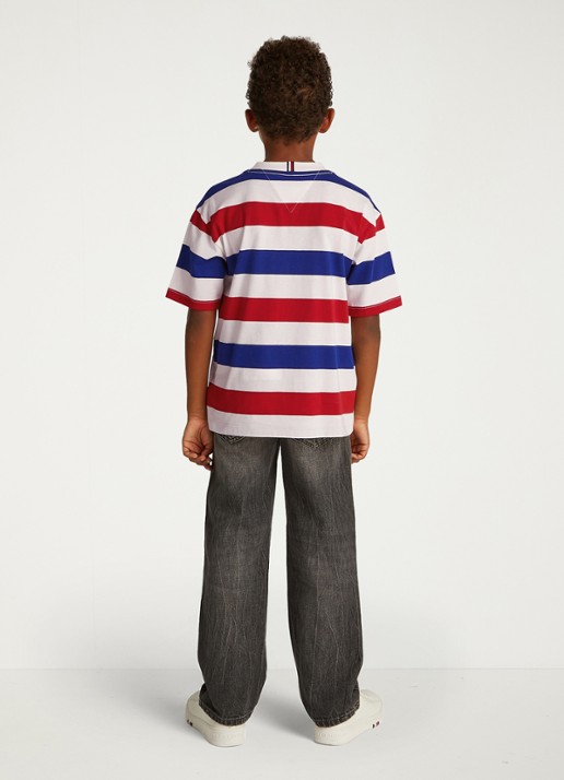 Tommy Hilfiger Essential T-shirt met streepprint - achterkant 4 rood