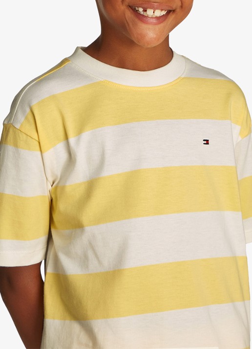 Tommy Hilfiger Essential T-shirt met streepprint - detail 4 geel