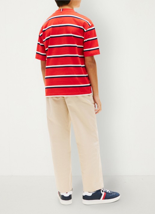 Tommy Hilfiger Essential T-shirt met streepprint - achterkant 3 rapid red-xl8