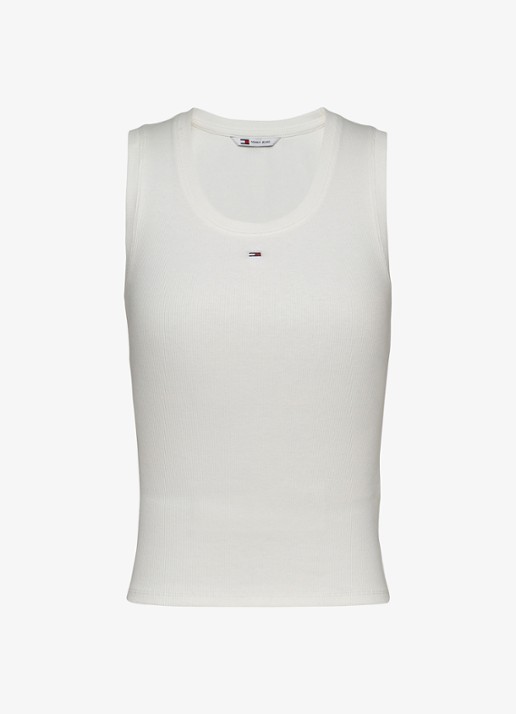 Tommy Hilfiger Essential tanktop met logo - voorkant wit