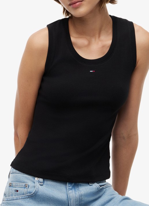 Tommy Hilfiger Essential tanktop met logo - detail 4 zwart