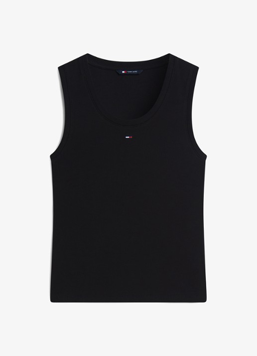 Tommy Hilfiger Essential tanktop met logo - voorkant zwart
