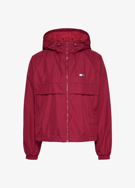 Tommy Hilfiger Essential windbreaker met steekzakken - voorkant kersenrood