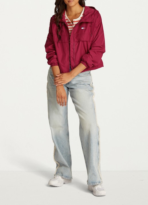 Tommy Hilfiger Essential windbreaker met steekzakken - voorkant 2 kersenrood