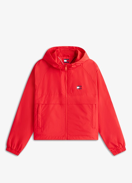 Tommy Hilfiger Essential windbreaker met steekzakken - voorkant oranjerood