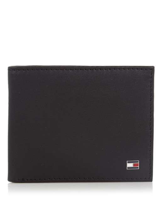 Tommy Hilfiger Eton portemonnee van leer - voorkant zwart