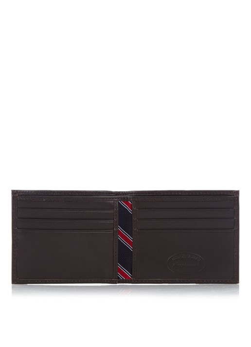 Tommy Hilfiger Eton portemonnee van leer - detail donkerbruin