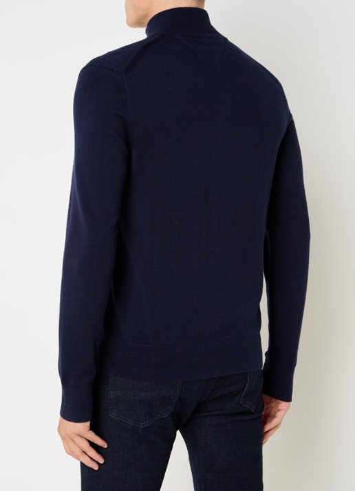 Tommy Hilfiger Fijngebreid vest in kasjmierblend met logoborduring  - achterkant 4 donkerblauw
