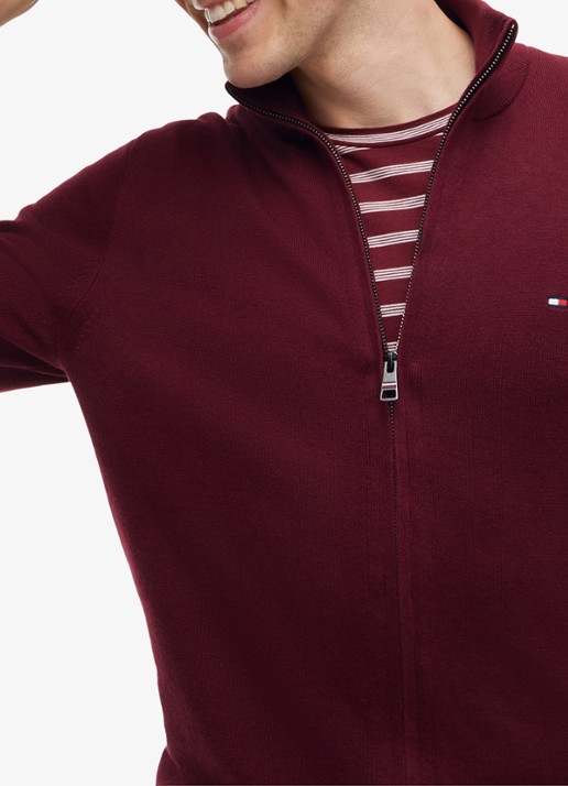 Tommy Hilfiger Fijngebreid vest in kasjmierblend met logoborduring  - detail 5 rood