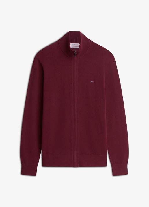 Tommy Hilfiger Fijngebreid vest in kasjmierblend met logoborduring  - voorkant rood