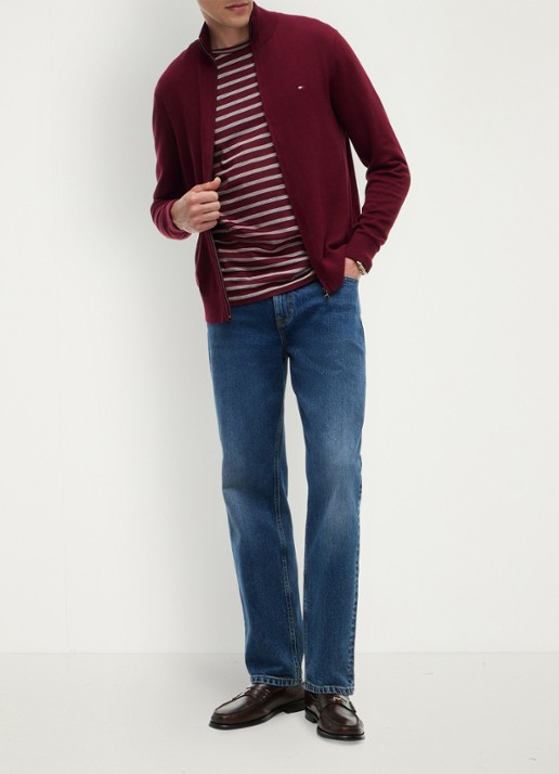 Tommy Hilfiger Fijngebreid vest in kasjmierblend met logoborduring  - voorkant 2 rood