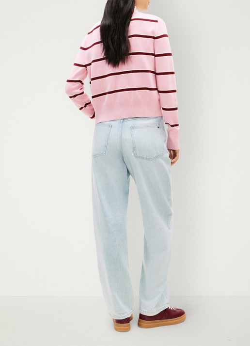 Tommy Hilfiger Fijngebreid vest met streepprint - achterkant 5 roze