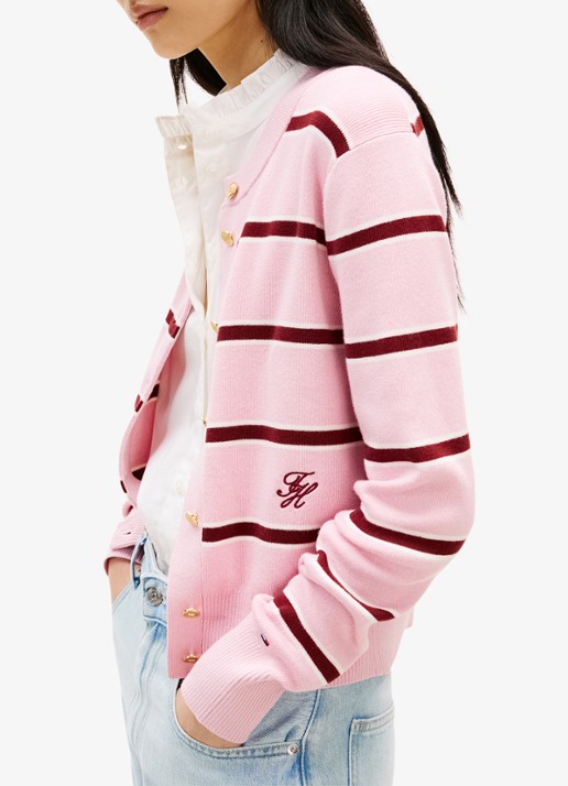 Tommy Hilfiger Fijngebreid vest met streepprint - detail 2 roze
