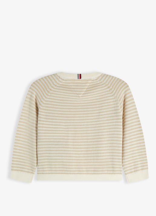 Tommy Hilfiger Fijngebreid vest met streepprint - achterkant ivoor