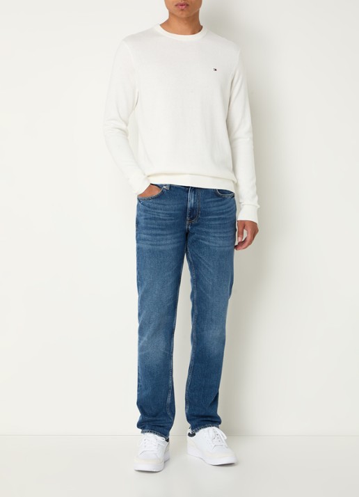 Tommy Hilfiger Fijngebreide pullover in kasjmierblend met logoborduring - voorkant 4 wit
