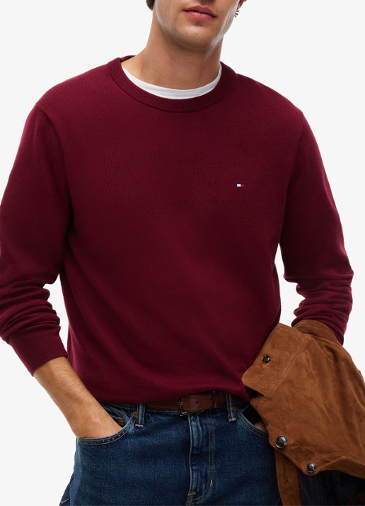 Tommy Hilfiger Fijngebreide pullover in kasjmierblend met logoborduring - detail 5 burgundy-vlp / rood