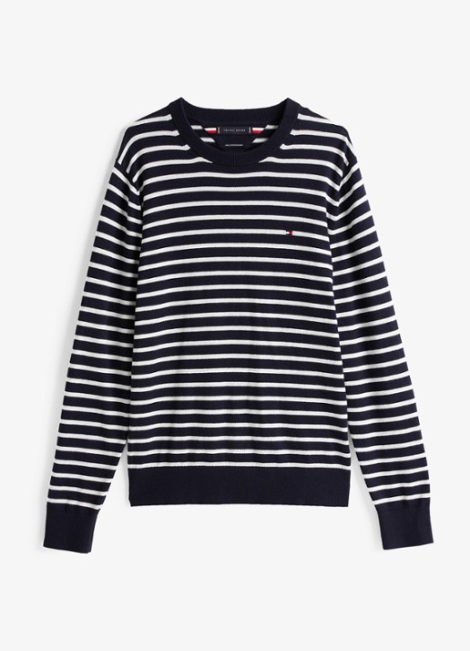 Tommy Hilfiger Fijngebreide pullover in kasjmierblend met logoborduring - voorkant multicolor