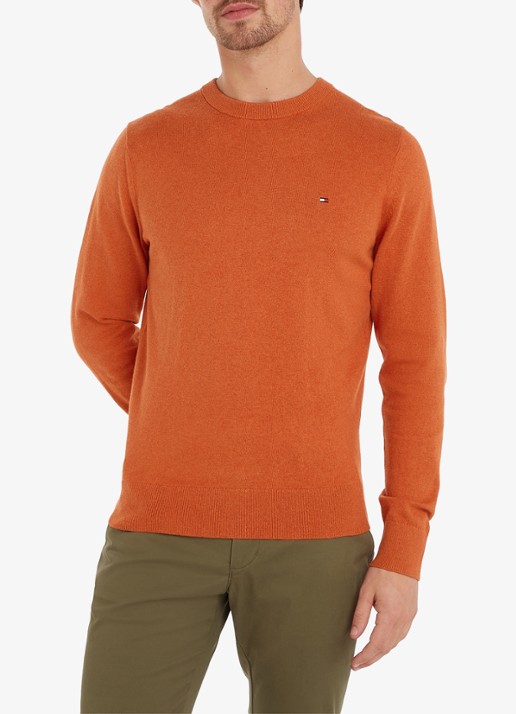 Tommy Hilfiger Fijngebreide pullover in kasjmierblend met logoborduring - detail 2 orange