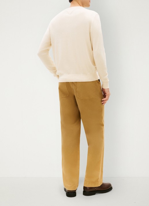 Tommy Hilfiger Fijngebreide pullover in kasjmierblend met logoborduring - achterkant 5 beige