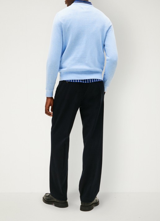 Tommy Hilfiger Fijngebreide pullover in kasjmierblend met logoborduring - achterkant 3 donkerblauw
