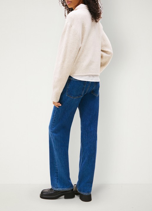 Tommy Hilfiger Fijngebreide pullover met ingebreid patroon - achterkant 5 gebroken wit