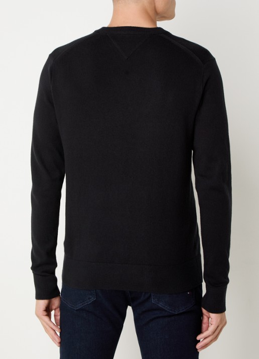 Tommy Hilfiger Fijngebreide pullover met logo - achterkant 2 zwart