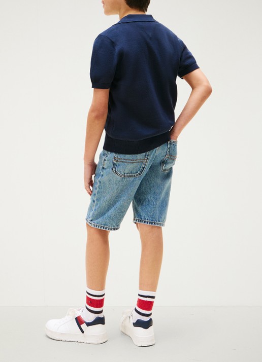 Tommy Hilfiger Fijngebreide pullover met polokraag - achterkant 7 donkerblauw